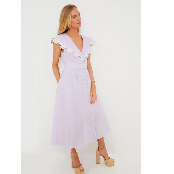 Gul Hurgel | NEW Lilac Casey V-neckline Sleeveless Midi Dress Size L - Picture 2 of 9